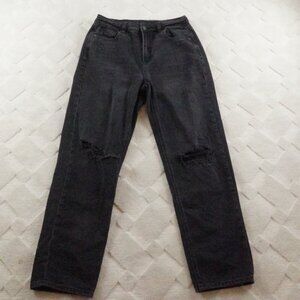 American Eagle Outfitters Mom Straight Leg Jean Womens 4 Black Denim